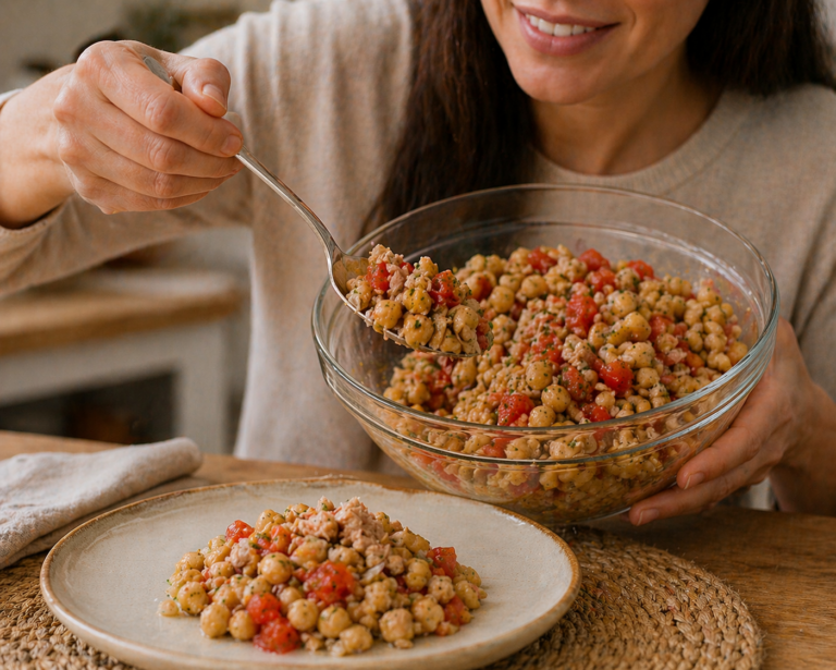 Ensalada de garbanzos con ventresca: fresca, nutritiva y llena de sabor