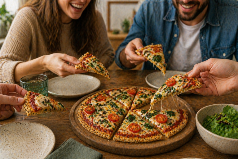 Pizza de quinoa sin gluten: rica en proteínas y perfecta para comidas rápidas
